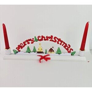 Christmas Around The World Merry Christmas Taper Candle Holder Vintage 17 inch